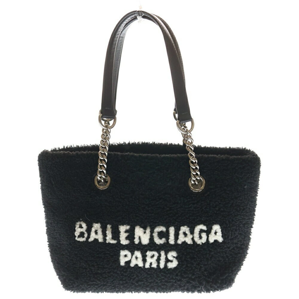 BALENCIAGA DUTY Tote Bag Handbag Black White